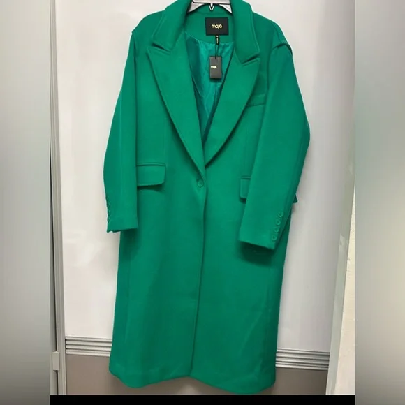 Maje Brand New Wool Coat, E.U Size : 42 or U.S size : XL . Beautiful green coat - Picture 2 of 10